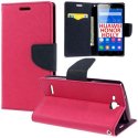 CUSTODIA FLIP ORIZZONTALE per HUAWEI HONOR HOLLY CON INTERNO IN TPU SILICONE, STAND E TASCHE PORTA CARTE COLORE FUCSIA