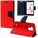 CUSTODIA FLIP ORIZZONTALE per LG G4 STYLUS H635, G4 STYLUS DUAL, G STYLO CON INTERNO IN TPU, STAND E PORTA CARTE COLORE ROSSO