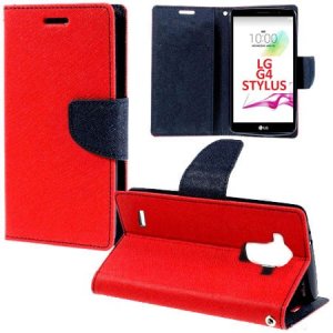 CUSTODIA FLIP ORIZZONTALE per LG G4 STYLUS H635, G4 STYLUS DUAL, G STYLO CON INTERNO IN TPU, STAND E PORTA CARTE COLORE ROSSO