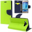 CUSTODIA FLIP ORIZZONTALE per SAMSUNG SM-J500F GALAXY J5 CON INTERNO IN TPU, STAND E TASCHE PORTA CARTE COLORE VERDE