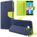 CUSTODIA FLIP ORIZZONTALE per SAMSUNG SM-G928 GALAXY S6 EDGE PLUS CON INTERNO IN TPU, STAND E PORTA CARTE COLORE BLU