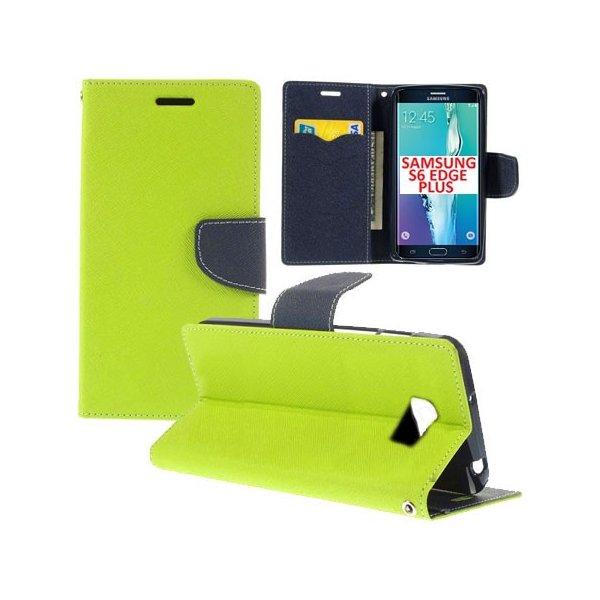 CUSTODIA FLIP ORIZZONTALE per SAMSUNG SM-G928 GALAXY S6 EDGE PLUS CON INTERNO IN TPU, STAND E PORTA CARTE COLORE VERDE