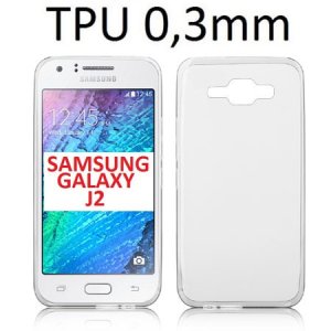 CUSTODIA GEL TPU SILICONE ULTRA SLIM 0,3mm TRASPARENTE per SAMSUNG SM-J200F GALAXY J2