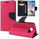 CUSTODIA FLIP ORIZZONTALE per SAMSUNG SM-G920 GALAXY S6 CON STAND, INTERNO IN TPU E TASCHE PORTA CARTE COLORE FUCSIA