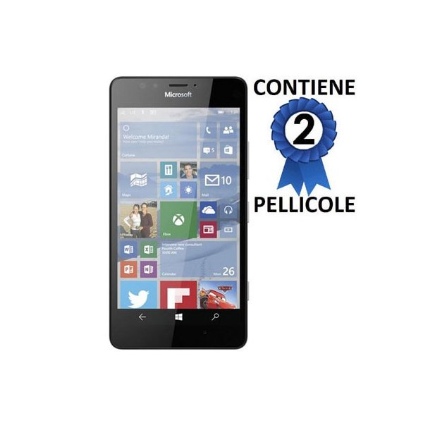 PELLICOLA PROTEGGI DISPLAY per MICROSOFT LUMIA 950, LUMIA 950 DUAL CONFEZIONE 2 PEZZI