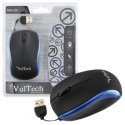 MINI MOUSE OTTICO USB 2.0 CON RISOLUZIONE 1200Dpi E FILO RETRATTILE ANTI GROVIGLIO COLORE NERO E BLU MN-01B VULTECH