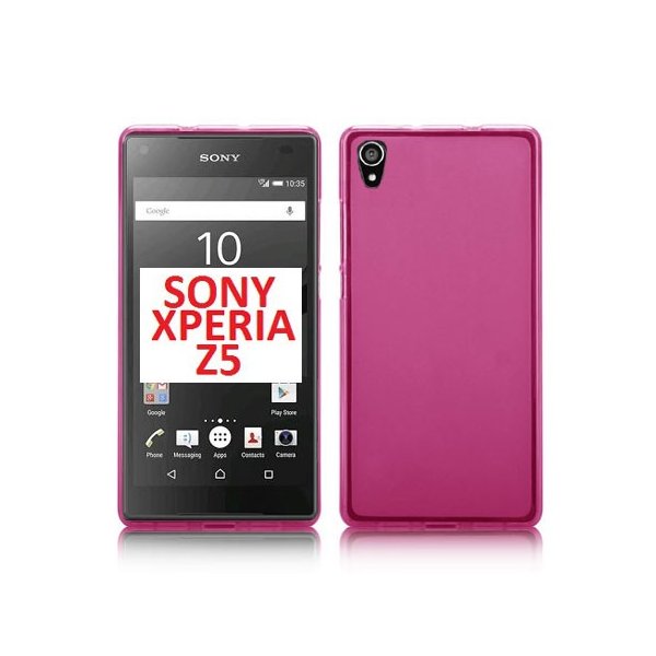 CUSTODIA GEL TPU SILICONE per SONY XPERIA Z5, XPERIA Z5 DUAL COLORE ROSA TRASPARENTE