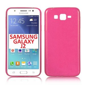 CUSTODIA GEL TPU SILICONE ULTRA SLIM 0,3mm per SAMSUNG SM-J200F GALAXY J2 COLORE FUCSIA LUCIDO CON GLITTER