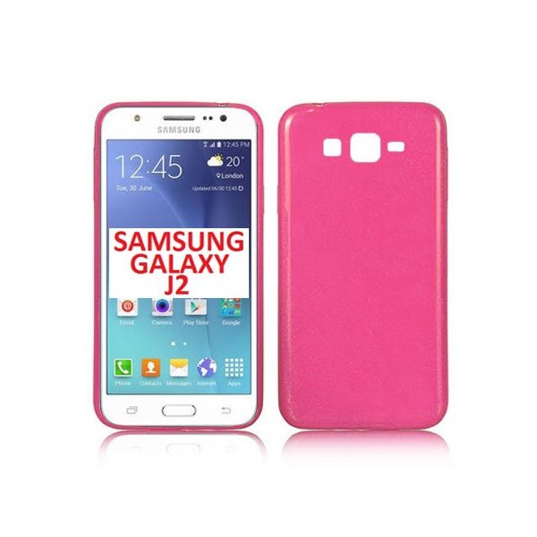 CUSTODIA GEL TPU SILICONE ULTRA SLIM 0,3mm per SAMSUNG SM-J200F GALAXY J2 COLORE FUCSIA LUCIDO CON GLITTER