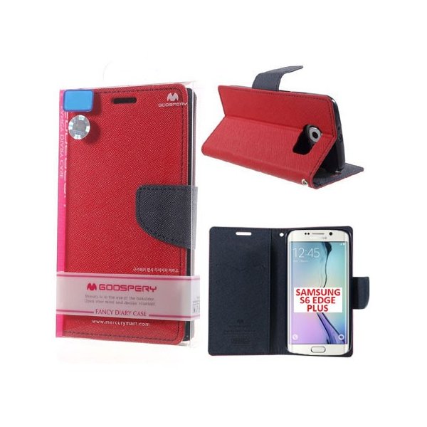 CUSTODIA FLIP ORIZZONTALE per SAMSUNG SM-G928 GALAXY S6 EDGE PLUS CON INTERNO IN TPU E STAND ROSSO FANCY DIARY MERCURY