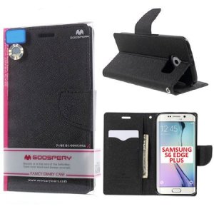 CUSTODIA FLIP ORIZZONTALE per SAMSUNG SM-G928 GALAXY S6 EDGE PLUS CON INTERNO IN TPU E STAND NERO FANCY DIARY MERCURY