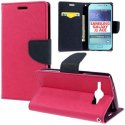 CUSTODIA FLIP ORIZZONTALE per SAMSUNG SM-J110 GALAXY J1 ACE, SM-J111 J1 ACE NEO CON INTERNO IN TPU, STAND E PORTA CARTE FUCSIA