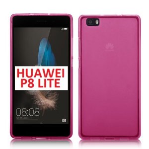 CUSTODIA GEL TPU SILICONE per HUAWEI P8 LITE COLORE ROSA TRASPARENTE