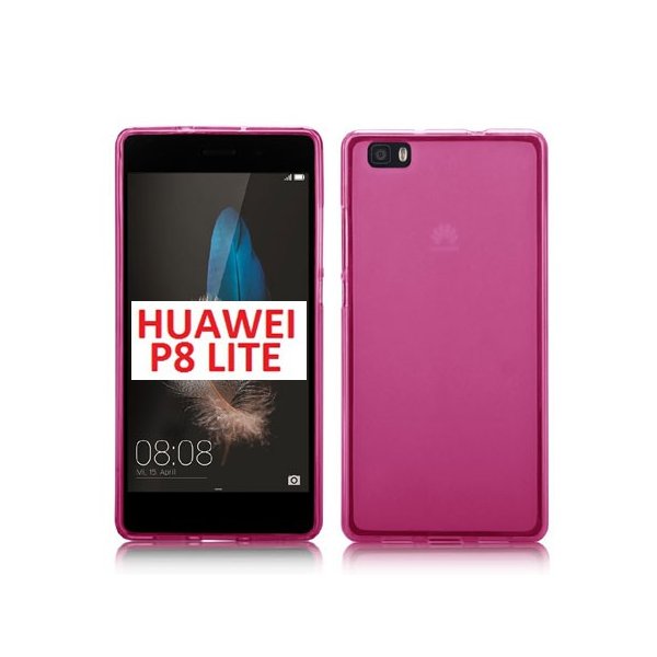 CUSTODIA GEL TPU SILICONE per HUAWEI P8 LITE COLORE ROSA TRASPARENTE