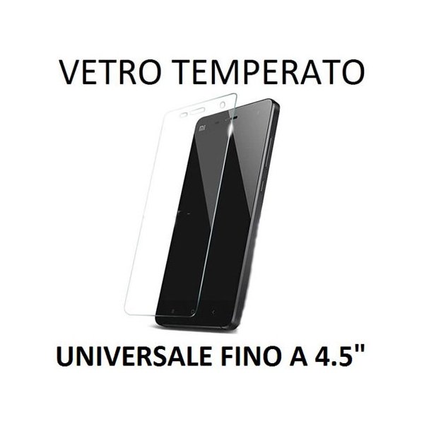 PELLICOLA PROTEGGI DISPLAY UNIVERSALE VETRO TEMPERATO 0,33mm PER DISPOSITIVI FINO A 4.5" POLLICI DIMENSIONI 125 mm X 61 mm