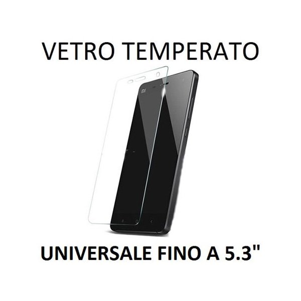 PELLICOLA PROTEGGI DISPLAY UNIVERSALE VETRO TEMPERATO 0,33mm PER DISPOSITIVI FINO A 5.3" POLLICI DIMENSIONI 142 mm X 69 mm