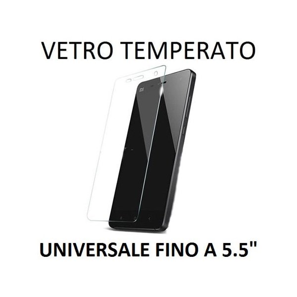 PELLICOLA PROTEGGI DISPLAY UNIVERSALE VETRO TEMPERATO 0,33mm PER DISPOSITIVI FINO A 5.5" POLLICI DIMENSIONI 147 mm X 72 mm