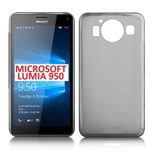 CUSTODIA GEL TPU SILICONE per MICROSOFT LUMIA 950, LUMIA 950 DUAL COLORE NERO TRASPARENTE