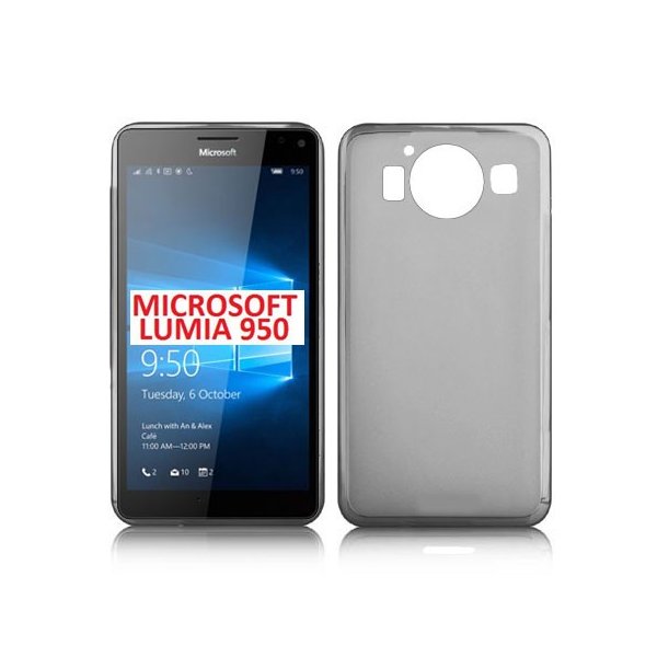 CUSTODIA GEL TPU SILICONE per MICROSOFT LUMIA 950, LUMIA 950 DUAL COLORE NERO TRASPARENTE