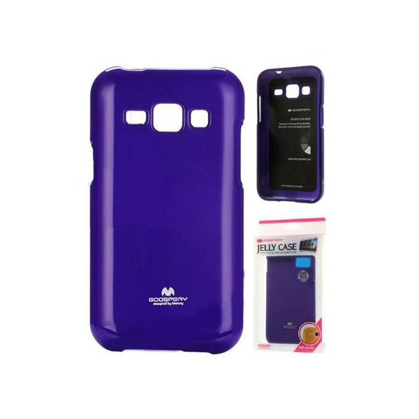 CUSTODIA GEL TPU SILICONE per SAMSUNG SM-J100H GALAXY J1 COLORE VIOLA LUCIDO CON GLITTER ALTA QUALITA' MERCURY BLISTER