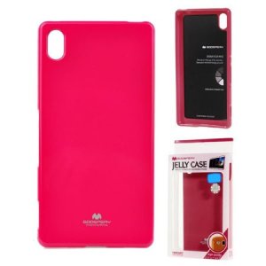 CUSTODIA GEL TPU SILICONE per SONY XPERIA Z5 PREMIUM E6853 COLORE FUCSIA LUCIDO CON GLITTER ALTA QUALITA' MERCURY BLISTER