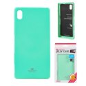 CUSTODIA GEL TPU SILICONE per SONY XPERIA Z5 PREMIUM E6853 COLORE VERDE ACQUA LUCIDO CON GLITTER ALTA QUALITA' MERCURY BLISTER