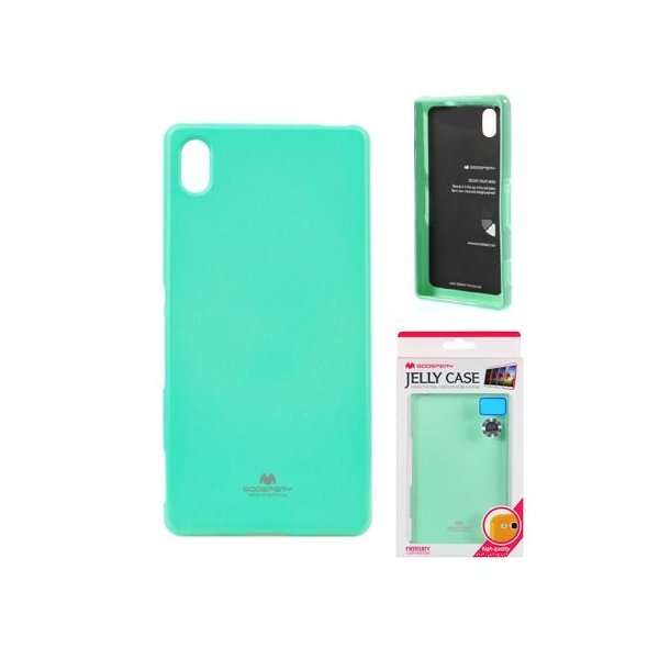 CUSTODIA GEL TPU SILICONE per SONY XPERIA Z5 PREMIUM E6853 COLORE VERDE ACQUA LUCIDO CON GLITTER ALTA QUALITA' MERCURY BLISTER