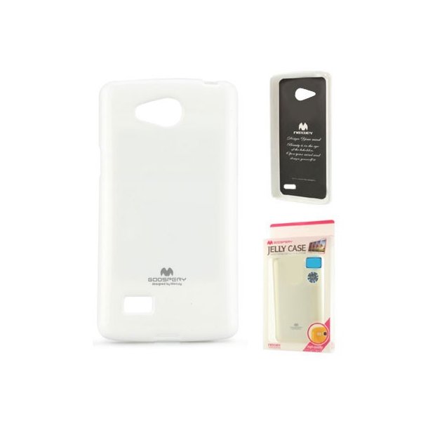 CUSTODIA GEL TPU SILICONE per LG JOY H220 COLORE BIANCO LUCIDO CON GLITTER ALTA QUALITA' MERCURY BLISTER