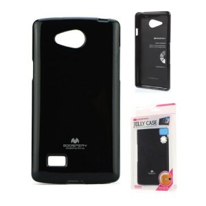 CUSTODIA GEL TPU SILICONE per LG JOY H220 COLORE NERO LUCIDO CON GLITTER ALTA QUALITA' MERCURY BLISTER