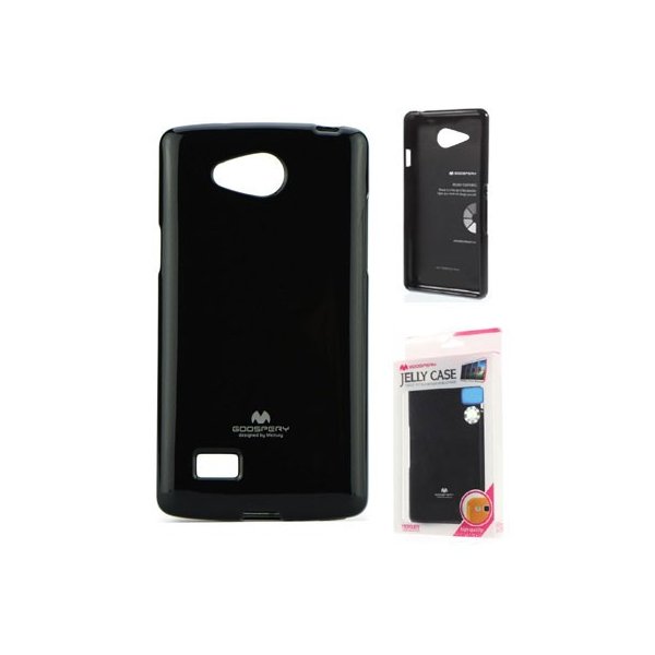 CUSTODIA GEL TPU SILICONE per LG JOY H220 COLORE NERO LUCIDO CON GLITTER ALTA QUALITA' MERCURY BLISTER