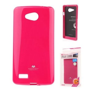 CUSTODIA GEL TPU SILICONE per LG JOY H220 COLORE FUCSIA LUCIDO CON GLITTER ALTA QUALITA' MERCURY BLISTER