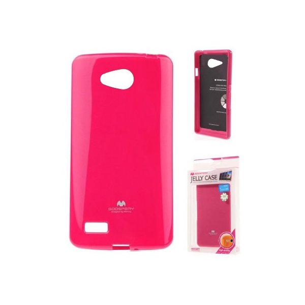 CUSTODIA GEL TPU SILICONE per LG JOY H220 COLORE FUCSIA LUCIDO CON GLITTER ALTA QUALITA' MERCURY BLISTER