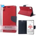 CUSTODIA FLIP ORIZZONTALE per SONY XPERIA Z5 CON INTERNO IN TPU, STAND E PORTA CARTE COLORE ROSSO FANCY DIARY MERCURY