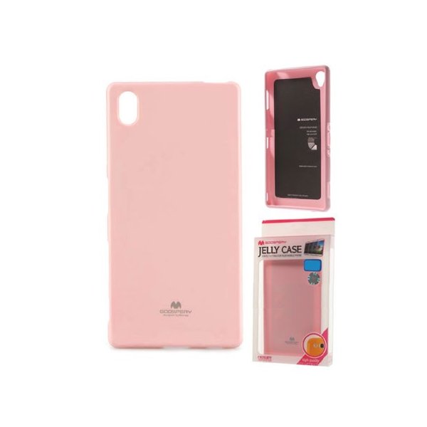 CUSTODIA GEL TPU SILICONE per SONY XPERIA Z5, XPERIA Z5 DUAL COLORE ROSA LUCIDO CON GLITTER ALTA QUALITA' MERCURY BLISTER