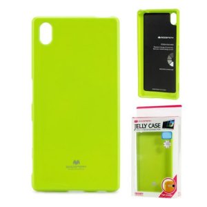 CUSTODIA GEL TPU SILICONE per SONY XPERIA Z5, XPERIA Z5 DUAL COLORE VERDE LUCIDO CON GLITTER ALTA QUALITA' MERCURY BLISTER