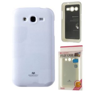 CUSTODIA GEL TPU SILICONE per SAMSUNG I9080 GALAXY GRAND COLORE BIANCO LUCIDO CON GLITTER ALTA QUALITA' MERCURY BLISTER