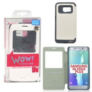 CUSTODIA FLIP ORIZZONTALE per SAMSUNG SM-G928 GALAXY S6 EDGE PLUS CON INTERNO IN TPU E FINESTRA ID BIANCO WOW! MERCURY