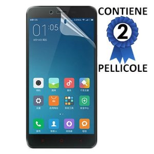 PELLICOLA PROTEGGI DISPLAY per XIAOMI REDMI NOTE 2, REDMI NOTE 2 PRIME CONFEZIONE 2 PEZZI