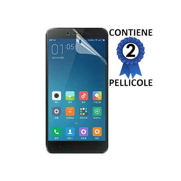 PELLICOLA PROTEGGI DISPLAY per XIAOMI REDMI NOTE 2, REDMI NOTE 2 PRIME CONFEZIONE 2 PEZZI