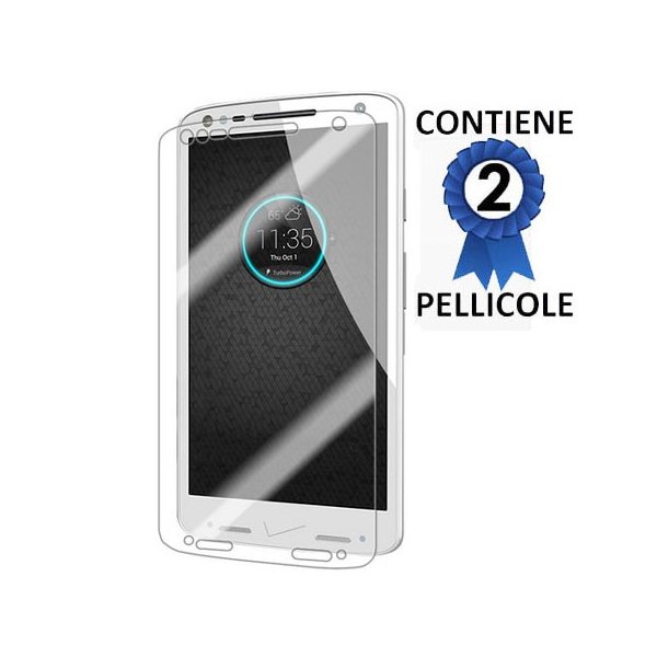 PELLICOLA PROTEGGI DISPLAY per MOTOROLA MOTO X FORCE (XT1580), MOTO DROID TURBO 2 CONFEZIONE 2 PEZZI