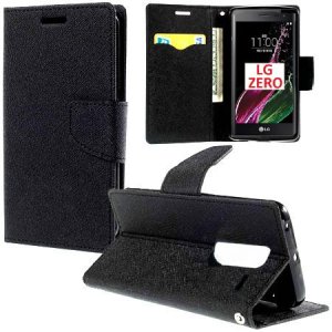 CUSTODIA FLIP ORIZZONTALE per LG ZERO, H650E CON INTERNO IN TPU, STAND E TASCHE PORTA CARTE COLORE NERO