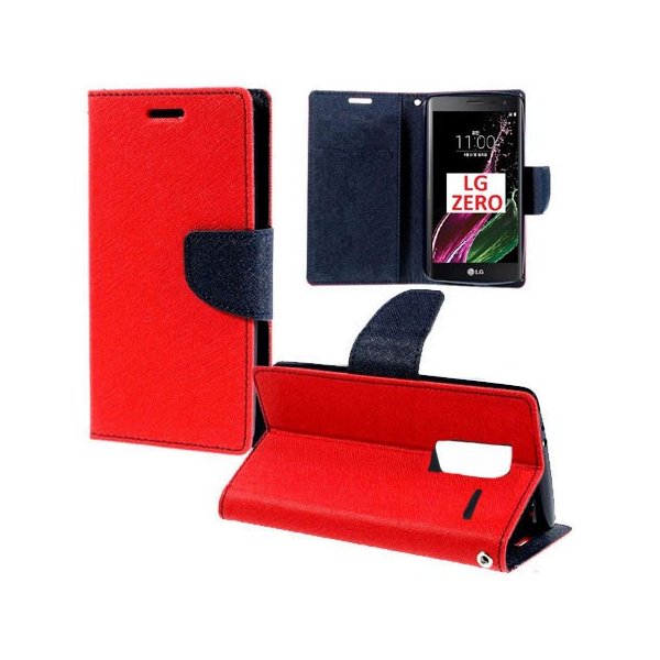 CUSTODIA FLIP ORIZZONTALE per LG ZERO, H650E CON INTERNO IN TPU, STAND E TASCHE PORTA CARTE COLORE ROSSO