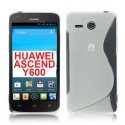 CUSTODIA GEL TPU SILICONE DOUBLE per HUAWEI ASCEND Y600 COLORE BIANCO TRASPARENTE