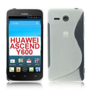 CUSTODIA GEL TPU SILICONE DOUBLE per HUAWEI ASCEND Y600 COLORE BIANCO TRASPARENTE