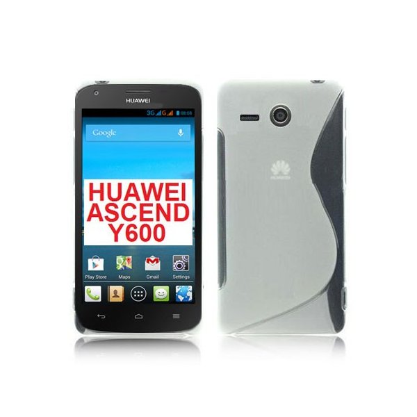 CUSTODIA GEL TPU SILICONE DOUBLE per HUAWEI ASCEND Y600 COLORE BIANCO TRASPARENTE