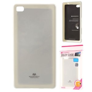 CUSTODIA GEL TPU SILICONE per HUAWEI ASCEND P8 COLORE BIANCO LUCIDO CON GLITTER ALTA QUALITA' MERCURY BLISTER