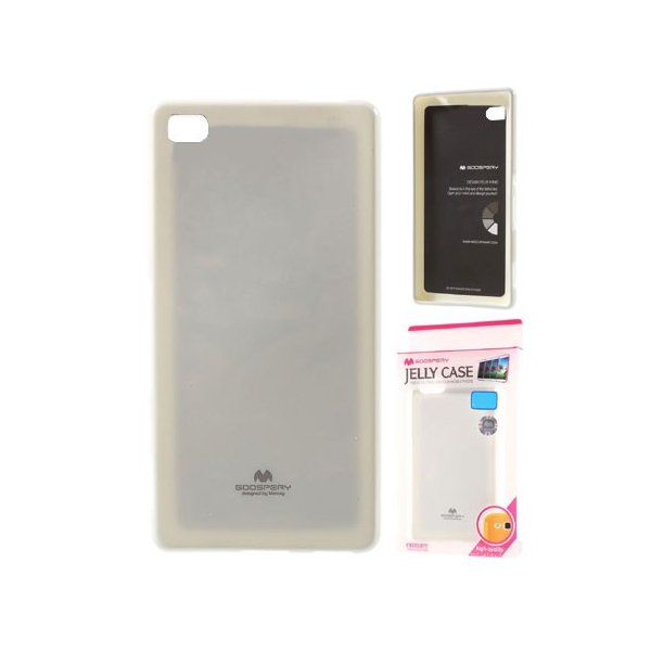 CUSTODIA GEL TPU SILICONE per HUAWEI ASCEND P8 COLORE BIANCO LUCIDO CON GLITTER ALTA QUALITA' MERCURY BLISTER