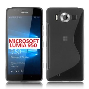 CUSTODIA GEL TPU SILICONE DOUBLE per MICROSOFT LUMIA 950, LUMIA 950 DUAL COLORE BIANCO TRASPARENTE