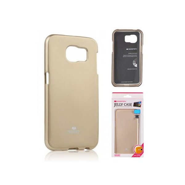 CUSTODIA GEL TPU SILICONE per SAMSUNG SM-G925 GALAXY S6 EDGE COLORE ORO LUCIDO CON GLITTER ALTA QUALITA' MERCURY