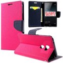 CUSTODIA FLIP ORIZZONTALE per HUAWEI MATE S CON INTERNO IN TPU SILICONE, STAND, PORTA CARTE E CHIUSURA MAGNETICA COLORE FUCSIA